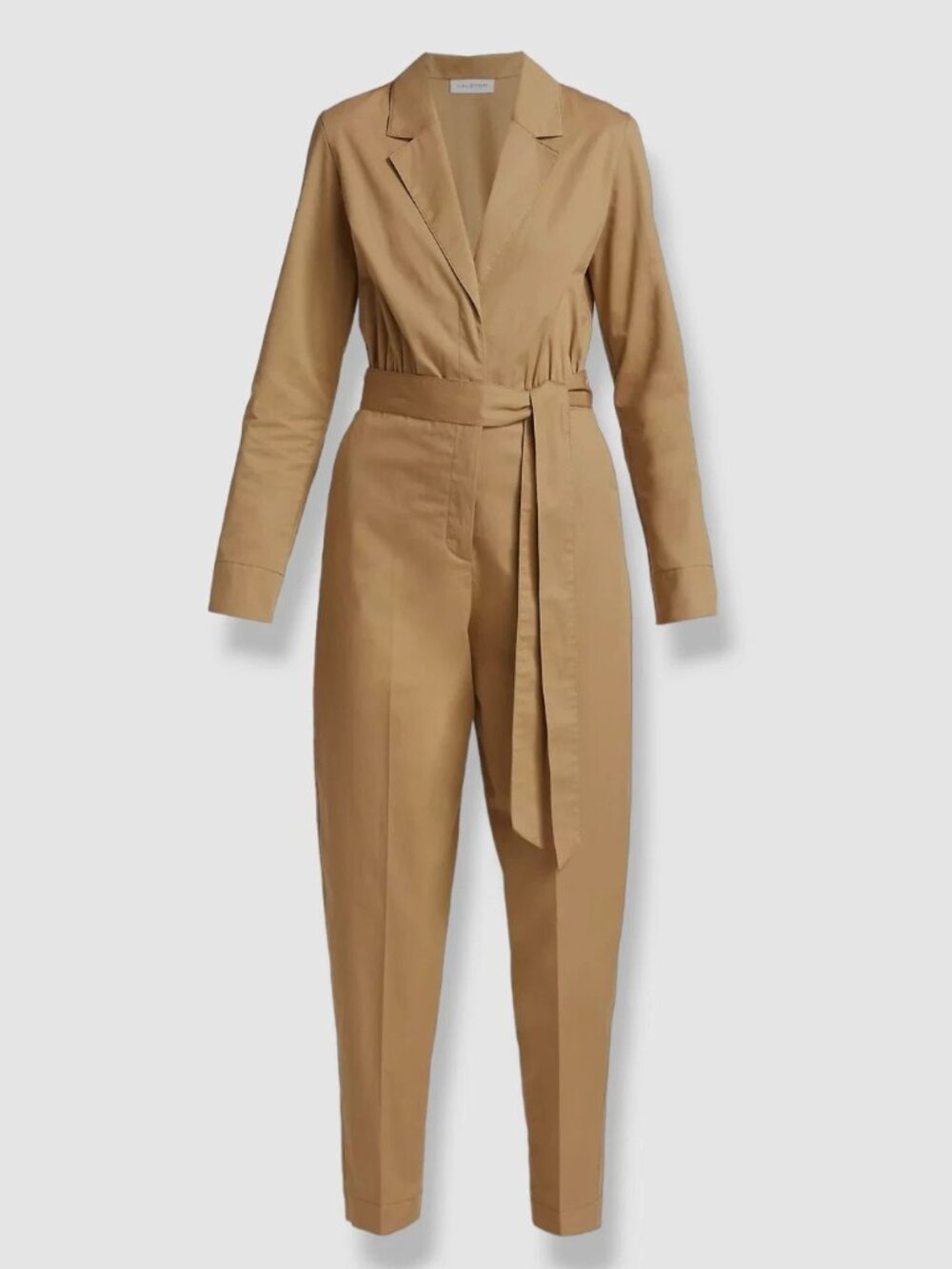 $595 New Halston Women's Khaki Blakely Tie-Waist Cotton Poplin Jumpsuit Size 2